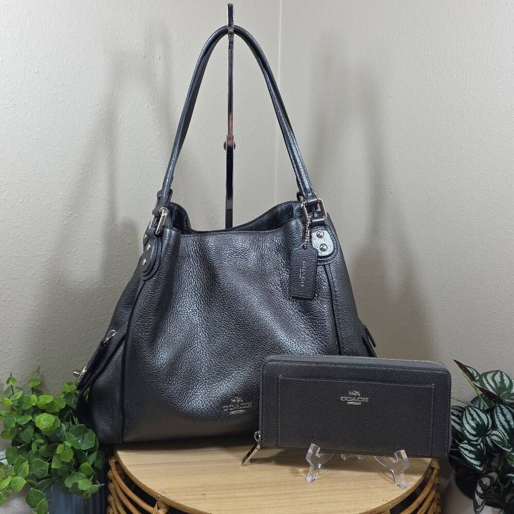 Coach Edie 31 Metallic Leather Shoulder Bag | Matching Wallet